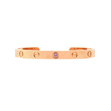 Bracelet manchette Love or rose 18 carats avec saphir rose